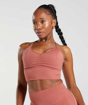 Staniki Sportowe Damskie Gymshark Elevate Longline Różowe Brązowe | PL 2863ZUT